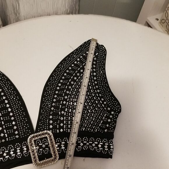 Rhinestones Jewel Elegant SpandexPartially linedCrystal embellished two P - Picture 14 of 15